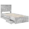 vidaXL Bed Frame with Drawer Concrete Grey 90 x 200 cm Engineer Wood