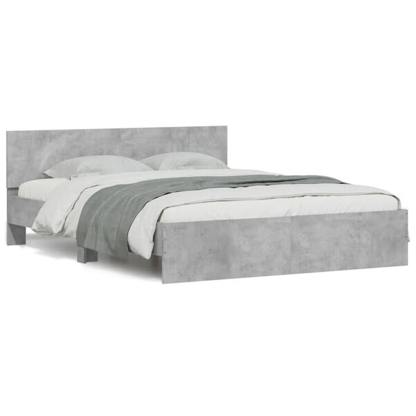 vidaXL Bed Frame without Mattress Concrete Grey 140x190 cm