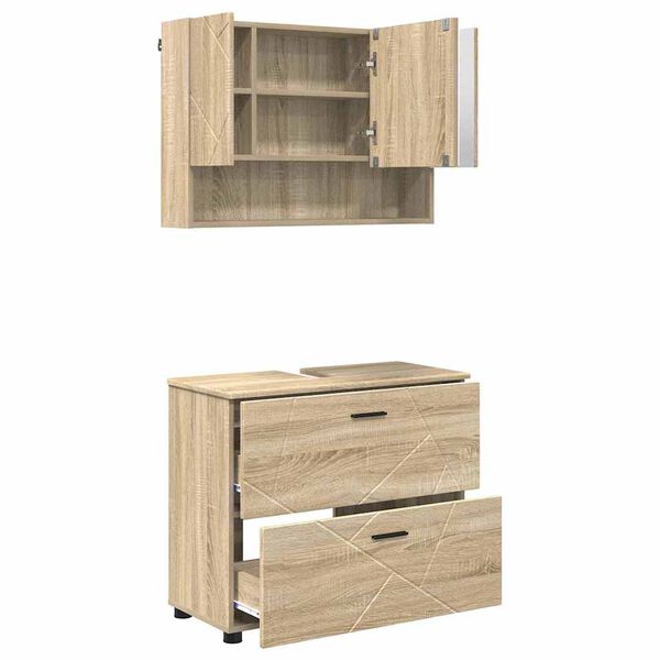 vidaXL Bathroom Furniture Set with Drawer with Shelf 2 pcs Sonoma Oak