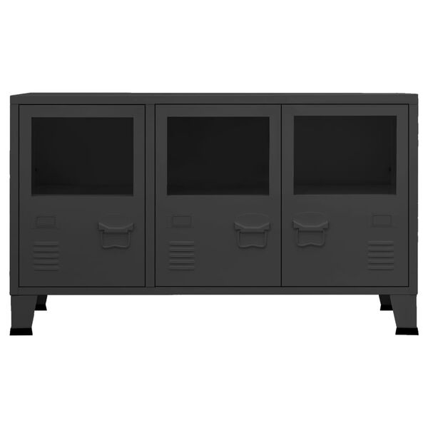 vidaXL Industrial Sideboard Black 105x35x62 cm Metal and Glass