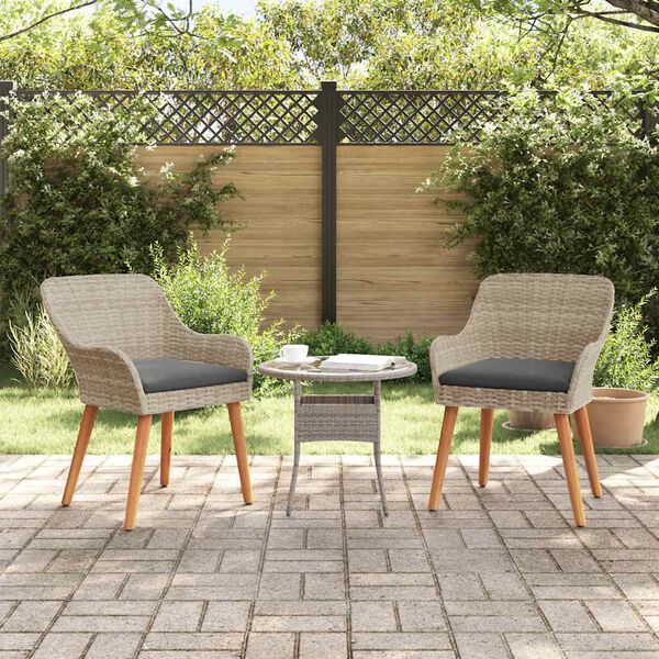 vidaXL Garden Chair 2 pcs Light Grey 55 x 62.5 x 82cm Poly Rattan