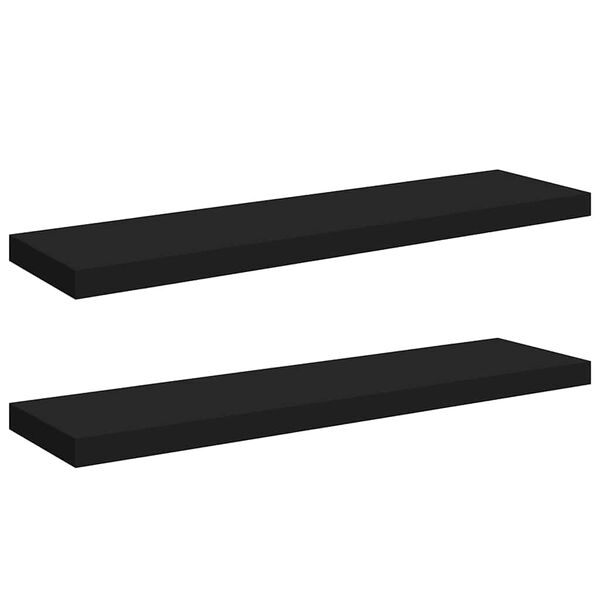 vidaXL Floating Wall Shelves 2 pcs Black 90x23.5x3.8 cm MDF