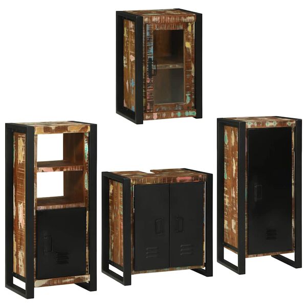 vidaXL Bathroom Furniture Set 4 pcs Multicolour Solid Reclaimed Wood