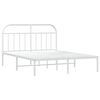 vidaXL Metal Bed Frame without Mattress with Headboard White 140x190cm