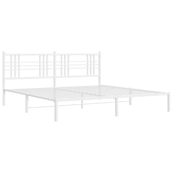 vidaXL Metal Bed Frame without Mattress with Headboard White 200x200cm