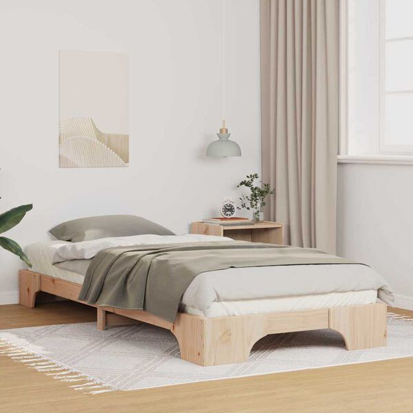 vidaXL Bed Frame Brown 80 x 210 cm Solid Pine Wood