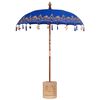 vidaXL Balinese Parasol 260 Blue 180-190 cm Cotton and solid wood