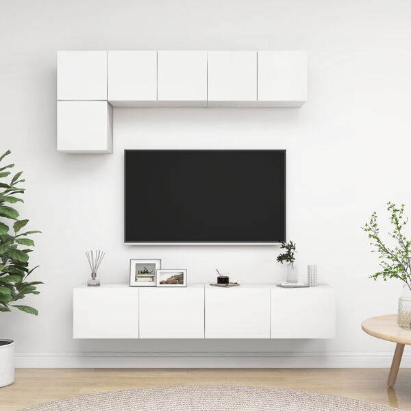 vidaXL 5 Piece TV Cabinet Set White Engineered Wood