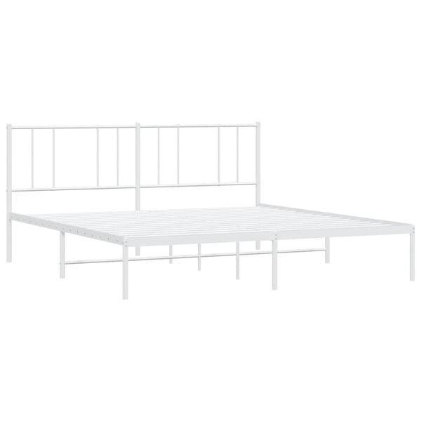 vidaXL Metal Bed Frame without Mattress with Headboard White 200x200cm