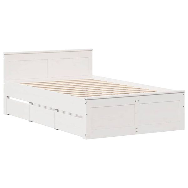 vidaXL Bed Frame without Mattress with Headboard White 135x190 cm Double Solid Wood Pine