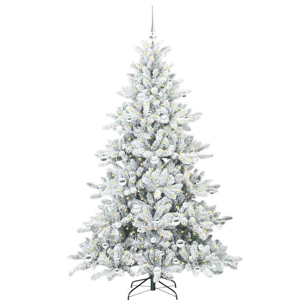 vidaXL Artificial Hinged Christmas Tree White 180 cm PVC and Steel