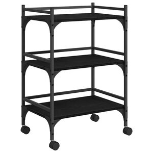 vidaXL Kitchen Trolley Black Oak 50 x 35 x 75.5 cm Engineered Wood
