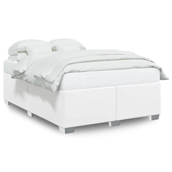vidaXL Bed Frame without Mattress White Full Faux Leather