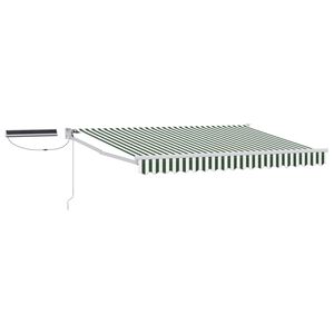 vidaXL Electric Retractable Awning Green and White 3 x 2.5 m