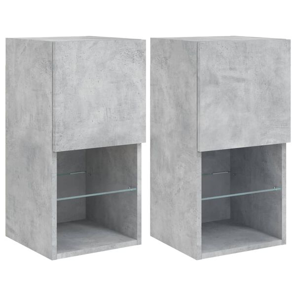 vidaXL TV Cabinets with LED Lights 2 pcs Concrete Grey 30.5x30x60 cm