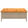 vidaXL Garden Table Beige 70x70x25 cm Rattan and Acacia Wood