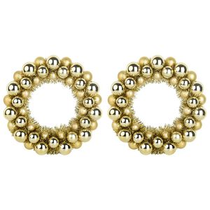 vidaXL Christmas Ball Wreathes 2 pcs Gold 33 x 33 x 7 cm Polystyrene