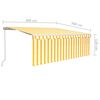 vidaXL Manual Retractable Awning with Blind&LED 4x3m Yellow&White