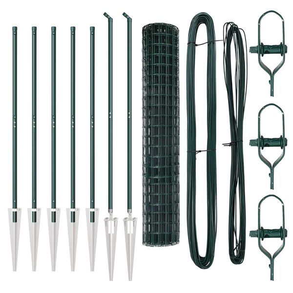 vidaXL Fence with Post Green 1.6 x 10 m Steel and PVC