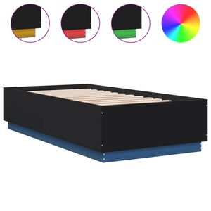 vidaXL Bed Frame with LED without Mattress Black 90x190 cm Single