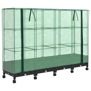 vidaXL Garden Planter with Greenhouse Cover&Wheels 4 pcs Black PP