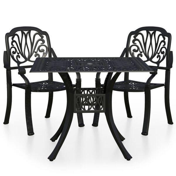 vidaXL 3 Piece Bistro Set Cast Aluminium Black
