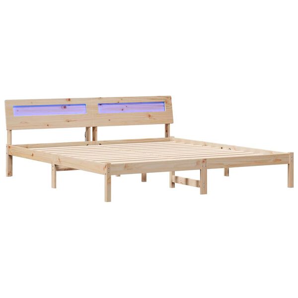 vidaXL Bed Frame with Headboard Brown 180 x 200 cm Solid Pine Wood