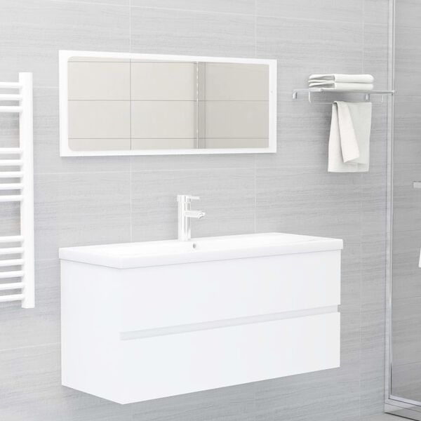vidaXL Bathroom Furniture Set White Engineered Wood