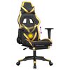 vidaXL Massage Gaming Chair with Footrest Black&Gold Faux Leather