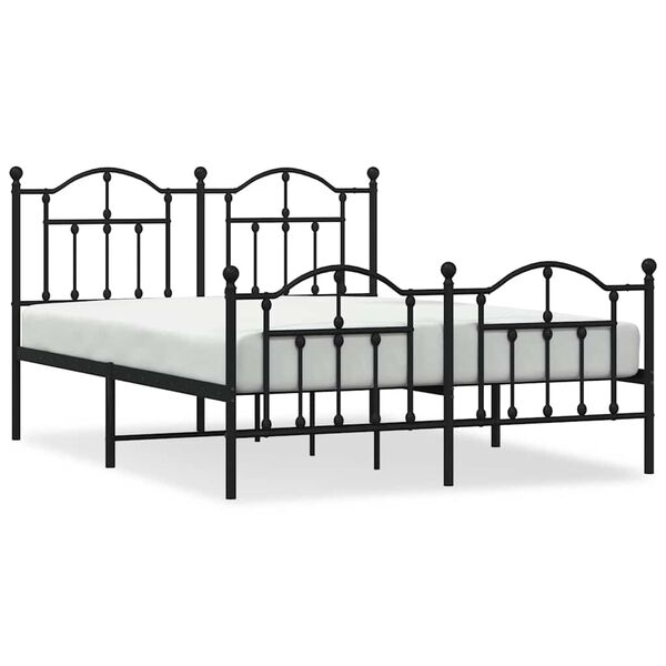 vidaXL Metal Bed Frame without Mattress with Footboard Black 150x200cm