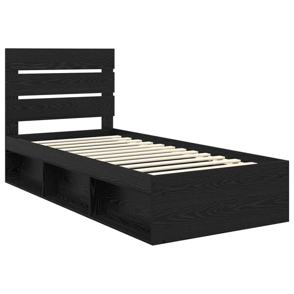 vidaXL Bed Frame with Headboard Black 100 x 200 cm Solid Pine Wood