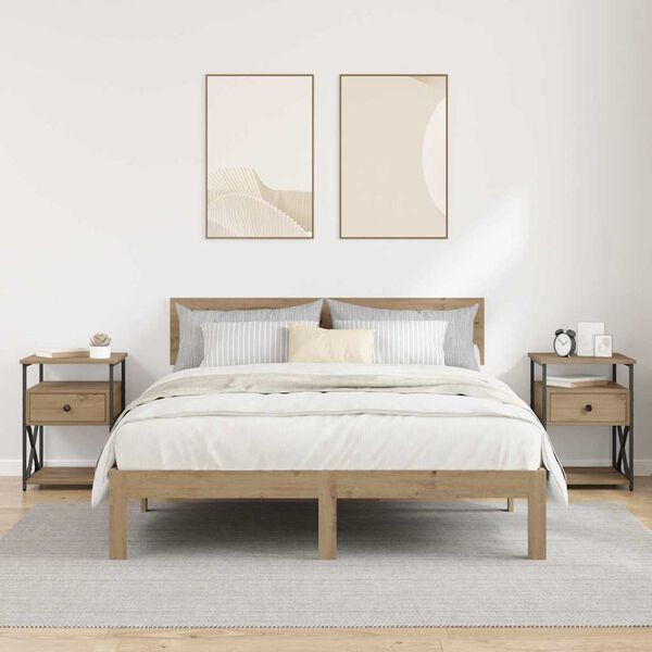 vidaXL Bedside Cabinet with Drawer 2 pcs Artisan Oak 40 x 42 x 55 cm