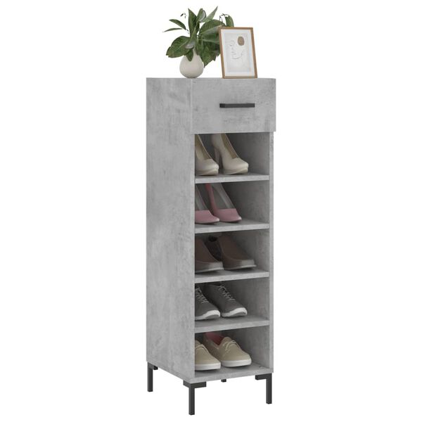 vidaXL Shoe Cabinet Concrete Grey 30x35x105 cm Engineered Wood