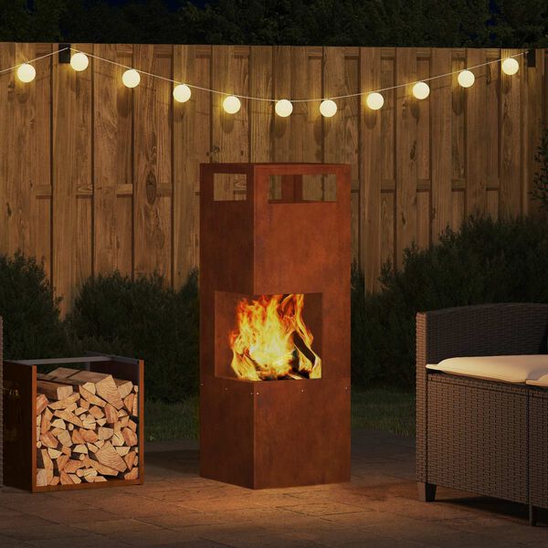 vidaXL Fire Pit Brown 35 x 35 x 100 cm Steel