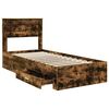 vidaXL Bed Frame with Headboard Smoked Oak 90 x 200 cm Engineered Wood
