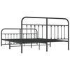 vidaXL Metal Bed Frame without Mattress with Footboard Black 180x200cm