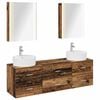 vidaXL Bathroom Furniture Set 5 pcs Old Wood Engineered Wood and Glass