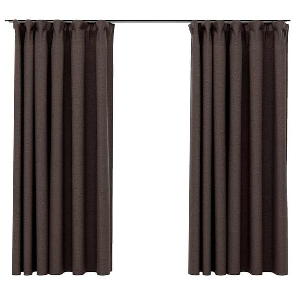 vidaXL Linen-Look Blackout Curtains with Hooks 2 pcs Taupe 140x175 cm