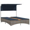 vidaXL Double Sun Lounger with Canopy and Cushions Grey Poly Rattan