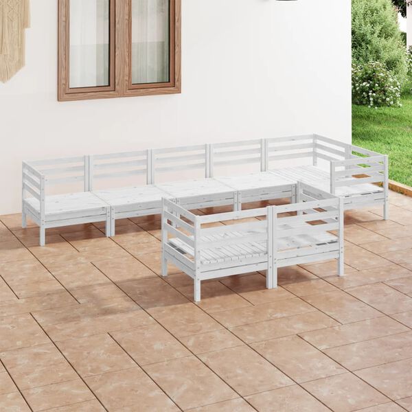 vidaXL 8 Piece Garden Lounge Set Solid Wood Pine White