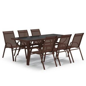 vidaXL 7 Piece Garden Dining Set Brown and Black