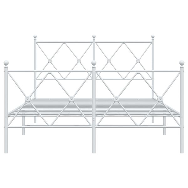vidaXL Metal Bed Frame without Mattress with Footboard White 120x190cm
