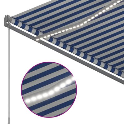 vidaXL Automatic Awning with LED&Wind Sensor 3.5x2.5 m Blue and White