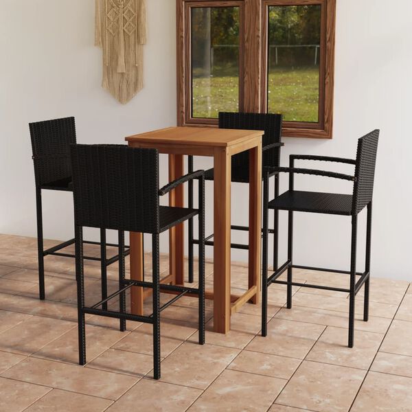 vidaXL 5 Piece Garden Bar Set Black