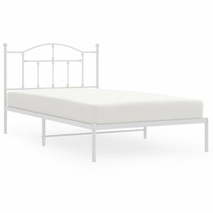 vidaXL Metal Bed Frame without Mattress with Headboard White 107x203cm