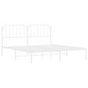vidaXL Metal Bed Frame without Mattress with Headboard White 183x213cm