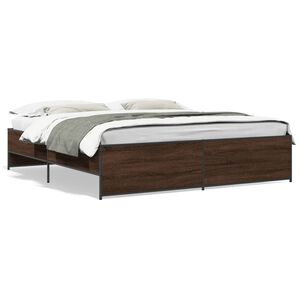 vidaXL Bed Frame without Mattress Brown Oak 180x200 cm Super King
