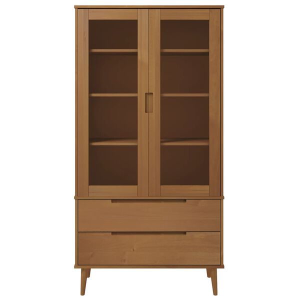 vidaXL Vitrine Cabinet MOLDE Brown 90x35x175 cm Solid Wood Pine