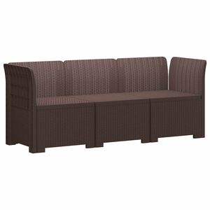 vidaXL 3-Seater Garden Sofa Rattan Look PP Brown