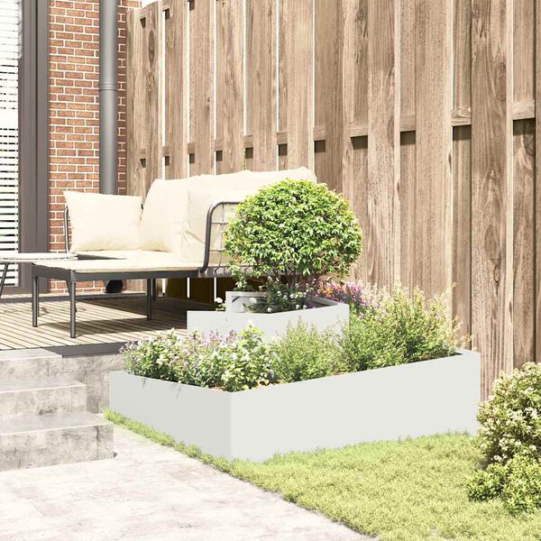 vidaXL Garden Planter White 100 x 100 x 50 cm Cold-rolled Steel